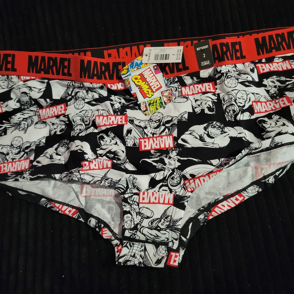 Marvel Black and Red Graphic Women's Briefs NWT Size 2